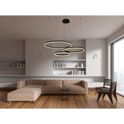 LED prigušiva luster na sajli LED/125W/230V 3000–6500K, prečnik 80 cm + daljinski upravljač