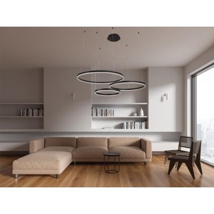 LED prigušiva luster na sajli LED/125W/230V 3000–6500K, prečnik 80 cm + daljinski upravljač