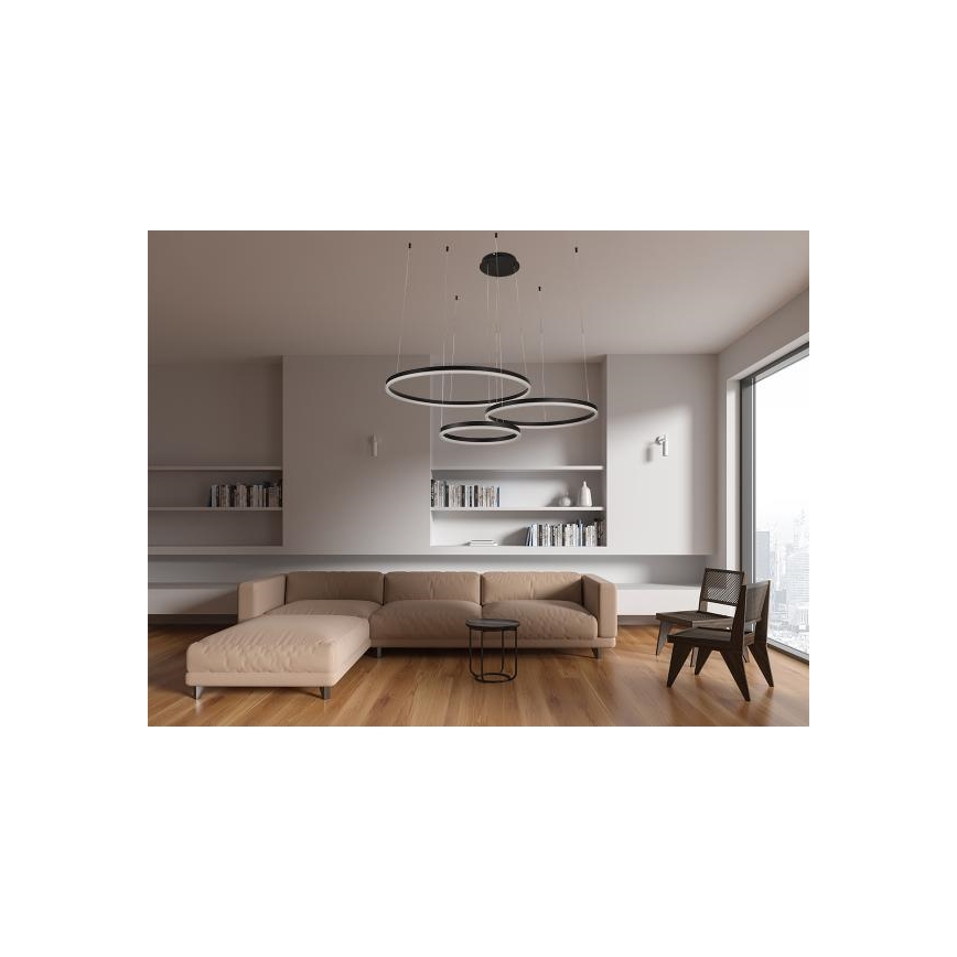 LED prigušiva luster na sajli LED/125W/230V 3000–6500K, prečnik 80 cm + daljinski upravljač