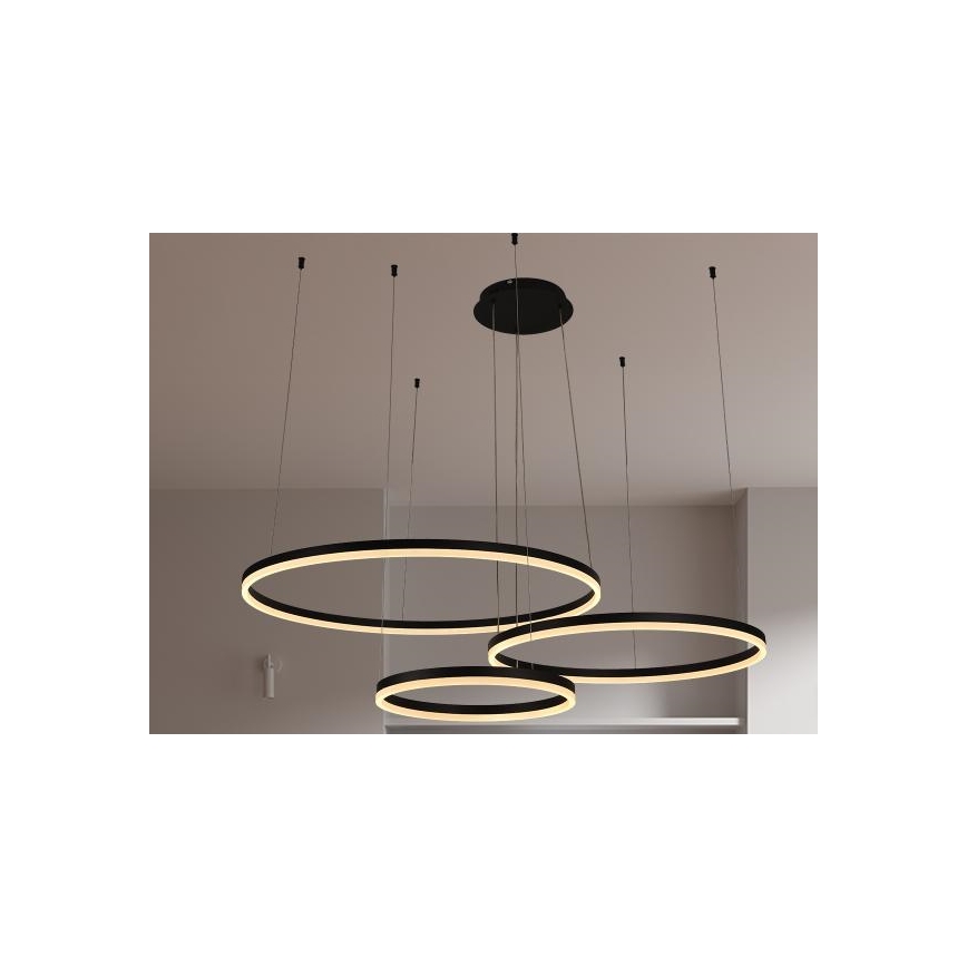 LED prigušiva luster na sajli LED/125W/230V 3000–6500K, prečnik 80 cm + daljinski upravljač