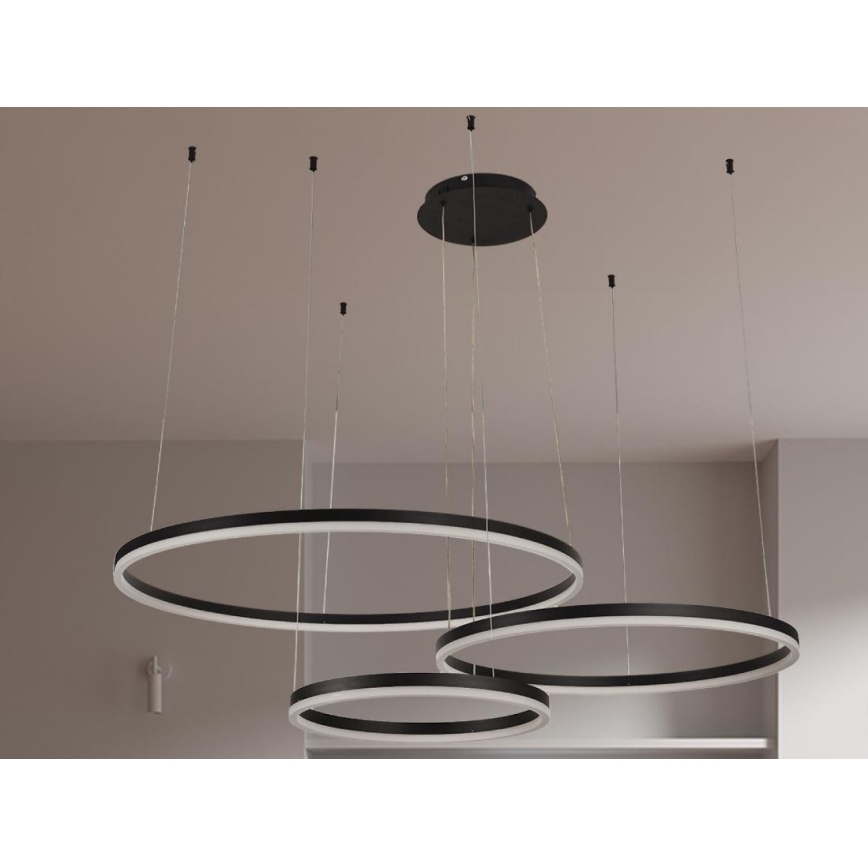 LED prigušiva luster na sajli LED/125W/230V 3000–6500K, prečnik 80 cm + daljinski upravljač