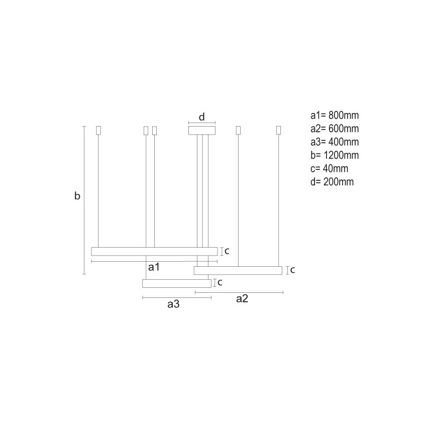 LED prigušiva luster na sajli LED/125W/230V 3000–6500K, prečnik 80 cm + daljinski upravljač