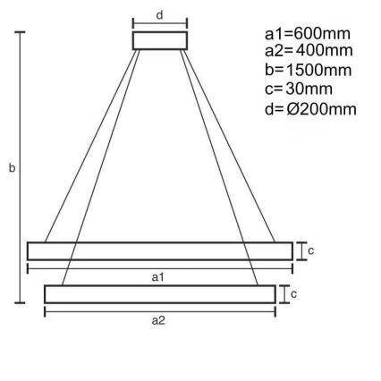 LED prigušiva viseći luster na sajli LED/130W/230V 3000-6500K Ø 60 cm + daljinski upravljač