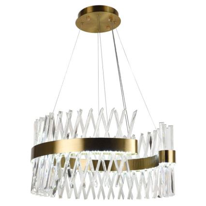 LED prigušiva kristalni luster na sajli LED/130W/230V 3000-6500K zlatni + daljinski upravljač