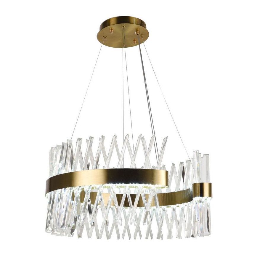 LED prigušiva kristalni luster na sajli LED/130W/230V 3000-6500K zlatni + daljinski upravljač