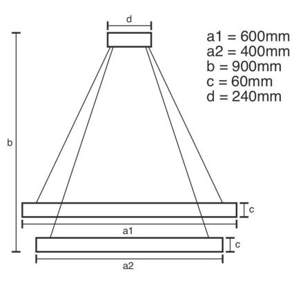 LED prigušiva svetiljka na sajli LED/135W/230V 3000-6500K prečnik 60 cm + daljinski upravljač