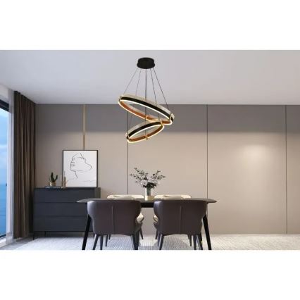 LED prigušiva luster na sajli LED/140W/230V 3000-6500K prečnika 60 cm + daljinski upravljač