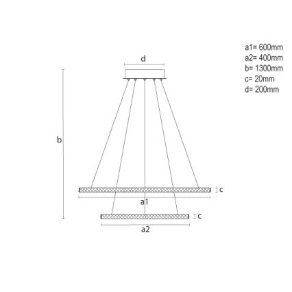 LED prigušiva luster na sajli LED/150W/230V 3000-6500K + daljinski upravljač
