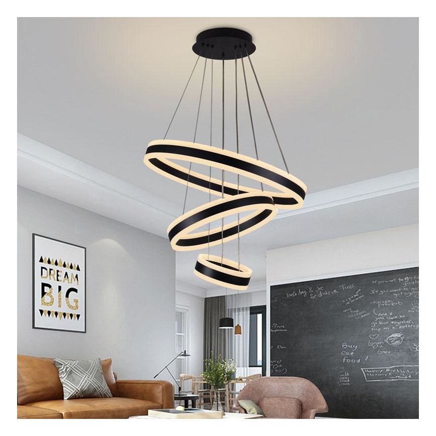 LED prigušiva luster na sajli LED/165W/230V 3000-6500K pr. 60 cm + daljinski upravljač