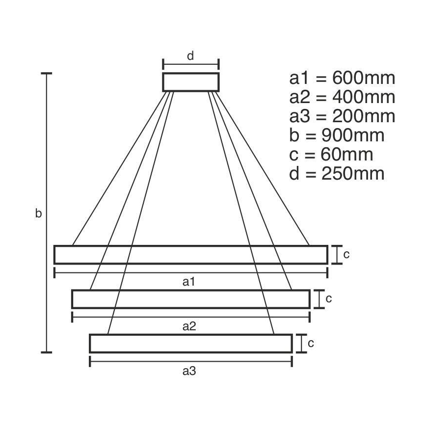 LED prigušiva luster na sajli LED/165W/230V 3000-6500K pr. 60 cm + daljinski upravljač