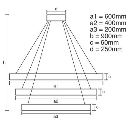 LED prigušiva luster na sajli LED/165W/230V 3000-6500K prečnik 60 cm + daljinski upravljač