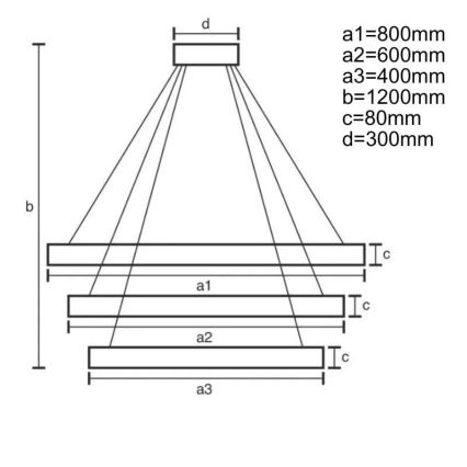 LED prigušiva luster na sajli LED/170W/230V 3000-6500K prečnik 80 cm + daljinski upravljač