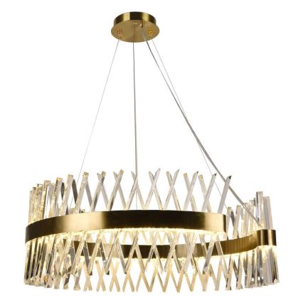 LED prigušiva kristalni luster na sajli LED/175W/230V 3000-6500K zlatni + daljinski upravljač