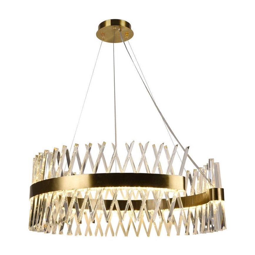 LED prigušiva kristalni luster na sajli LED/175W/230V 3000-6500K zlatni + daljinski upravljač