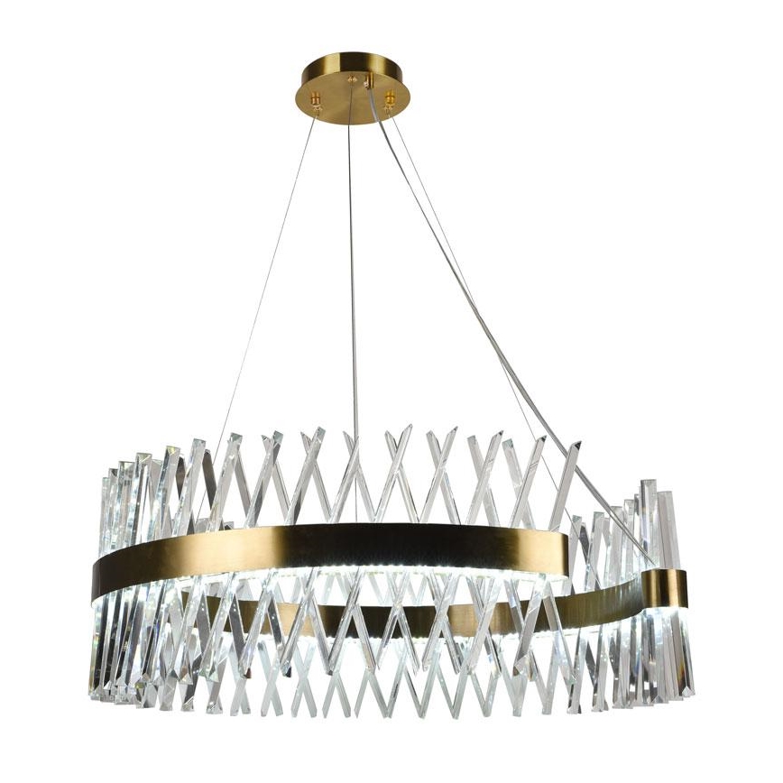 LED prigušiva kristalni luster na sajli LED/175W/230V 3000-6500K zlatni + daljinski upravljač