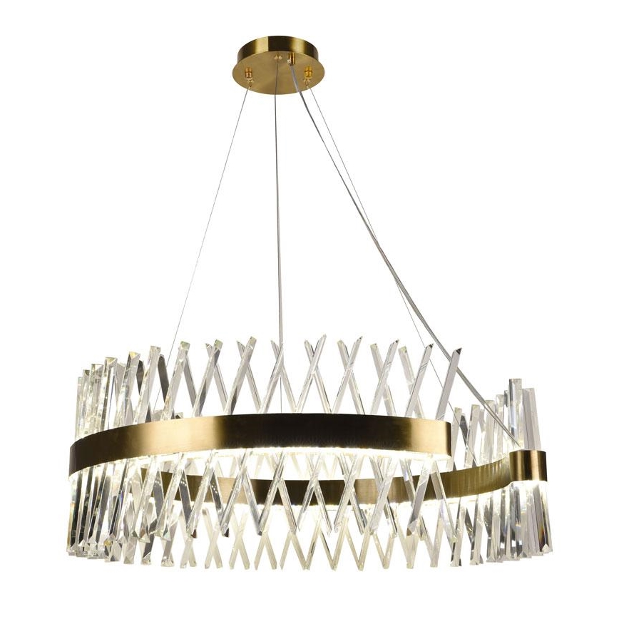 LED prigušiva kristalni luster na sajli LED/175W/230V 3000-6500K zlatni + daljinski upravljač