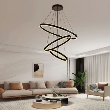 LED prigušiva viseća svetiljka na sajli LED/250W/230V 3000-6500K prečnik 80 cm + daljinski upravljač