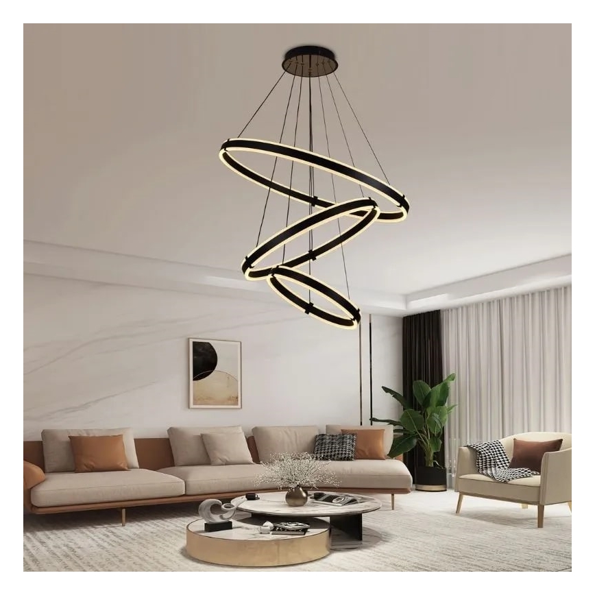 LED prigušiva viseća svetiljka na sajli LED/250W/230V 3000-6500K prečnik 80 cm + daljinski upravljač