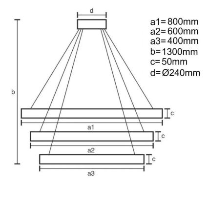 LED prigušiva viseća svetiljka na sajli LED/250W/230V 3000-6500K prečnik 80 cm + daljinski upravljač