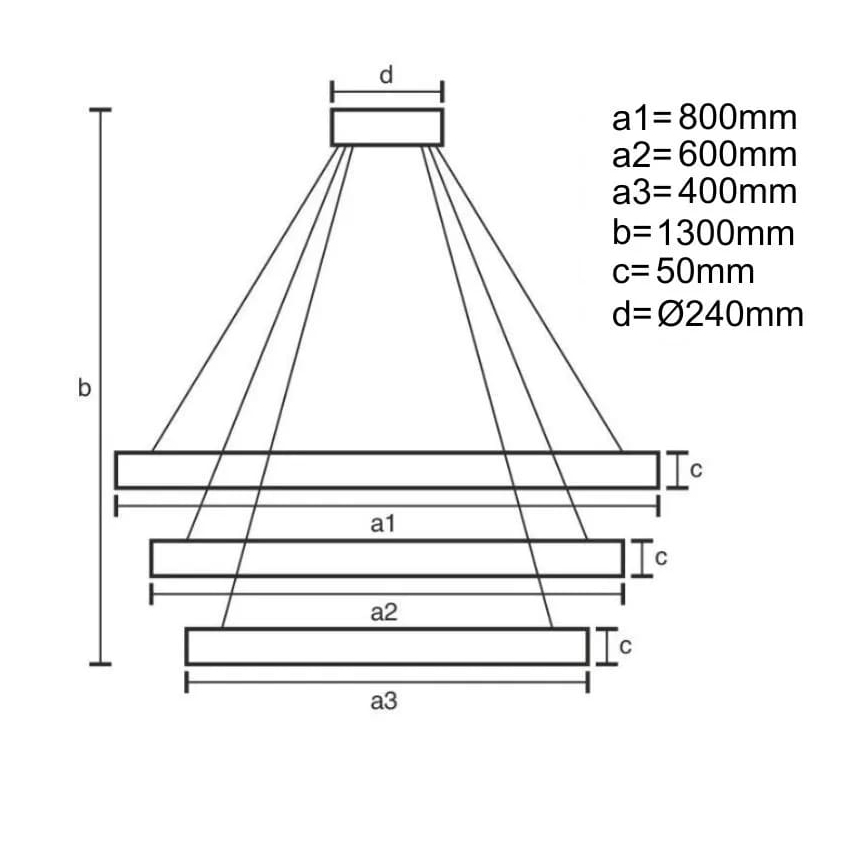 LED prigušiva viseća svetiljka na sajli LED/250W/230V 3000-6500K prečnik 80 cm + daljinski upravljač