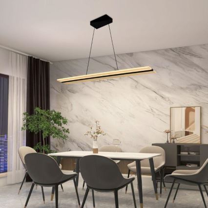 LED prigušiva luster na sajli LED/40W/230V 3000-6500K crna + daljinski upravljač