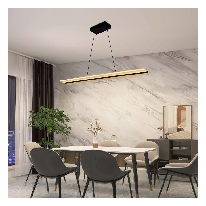 LED prigušiva luster na sajli LED/40W/230V 3000-6500K crna + daljinski upravljač