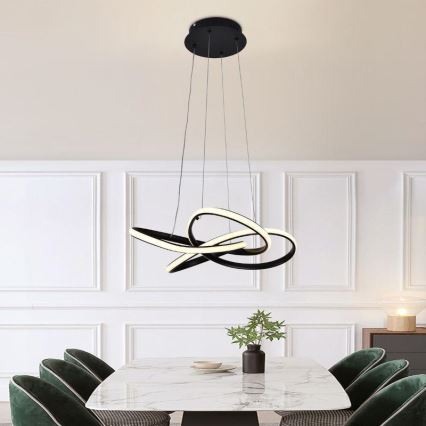 LED prigušiva luster na sajli LED/40W/230V 3000-6500K prečnik 48 cm crna + daljinski upravljač