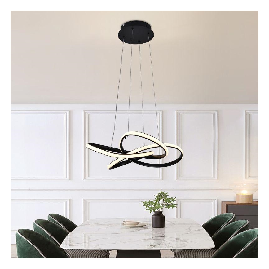LED prigušiva luster na sajli LED/40W/230V 3000-6500K prečnik 48 cm crna + daljinski upravljač