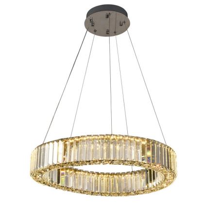 LED prigušiva kristalni luster na sajli LED/40W/230V 3000-6500K sjajni hrom + daljinski upravljač