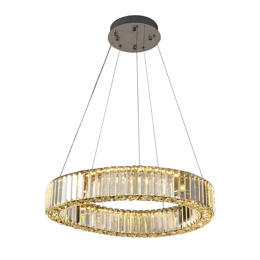 LED prigušiva kristalni luster na sajli LED/40W/230V 3000-6500K sjajni hrom + daljinski upravljač