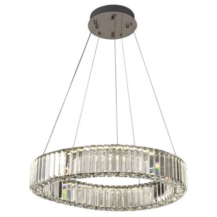 LED prigušiva kristalni luster na sajli LED/40W/230V 3000-6500K sjajni hrom + daljinski upravljač