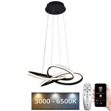 LED prigušiva luster na sajli LED/40W/230V 3000-6500K prečnik 48 cm crna + daljinski upravljač