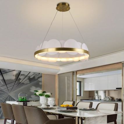 LED prigušiva luster na sajli LED/40W/230V 3000-6500K zlatna + daljinsko upravljanje