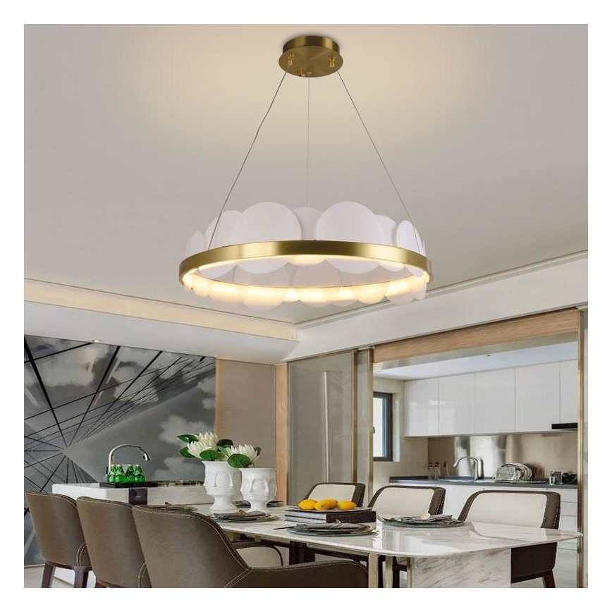 LED prigušiva luster na sajli LED/40W/230V 3000-6500K zlatna + daljinsko upravljanje