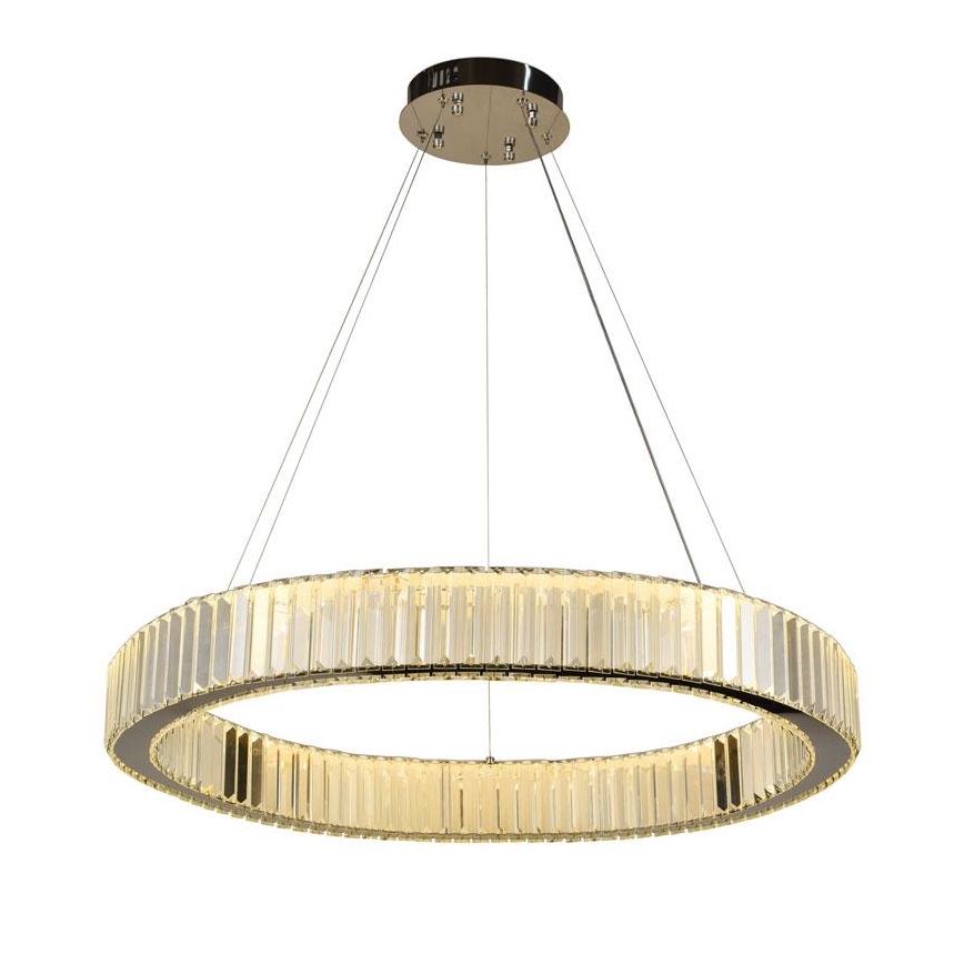 LED prigušiva kristalni luster na sajli LED/50W/230V 3000-6500K sjajni hrom + daljinski upravljač