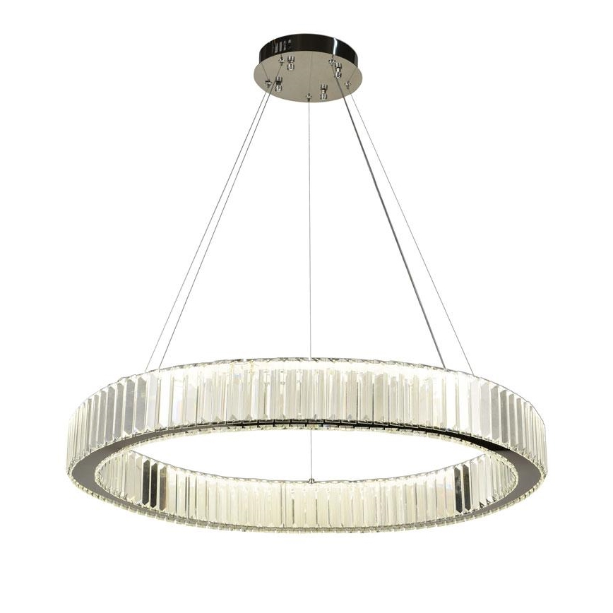 LED prigušiva kristalni luster na sajli LED/50W/230V 3000-6500K sjajni hrom + daljinski upravljač