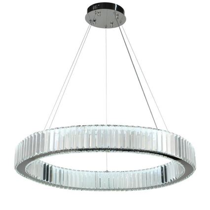 LED prigušiva kristalni luster na sajli LED/50W/230V 3000-6500K sjajni hrom + daljinski upravljač