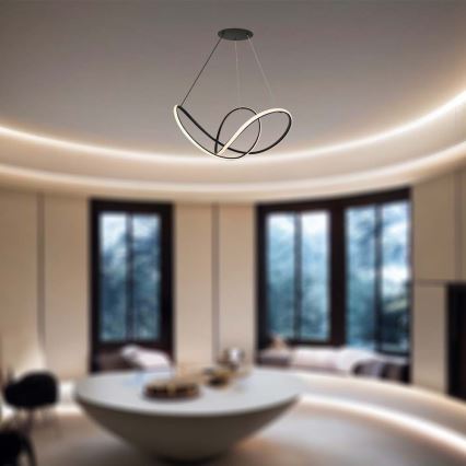 LED prigušiva luster na sajli LED/50W/230V 3000K crna