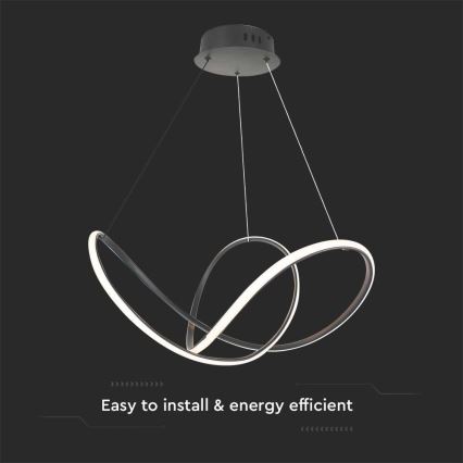 LED prigušiva luster na sajli LED/50W/230V 3000K crna