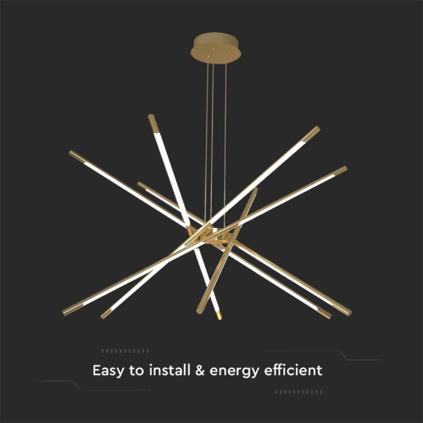 LED prigušiva luster na sajli LED/50W/230V 3000K zlatni