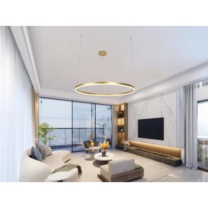 LED prigušiva luster na sajli LED/55W/230V 3000-6500K Ø 80 cm + daljinski upravljač