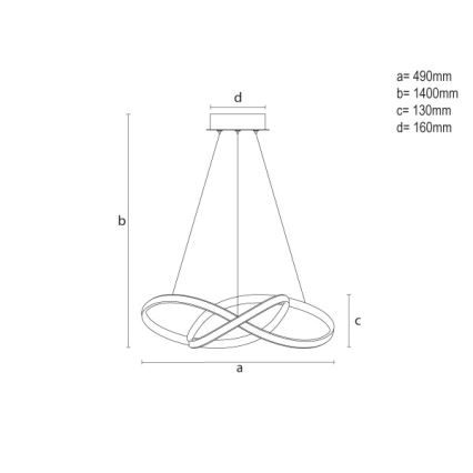 LED prigušiva luster na sajli LED/65W/230V 3000-6500K prečnika 49 cm + daljinski upravljač