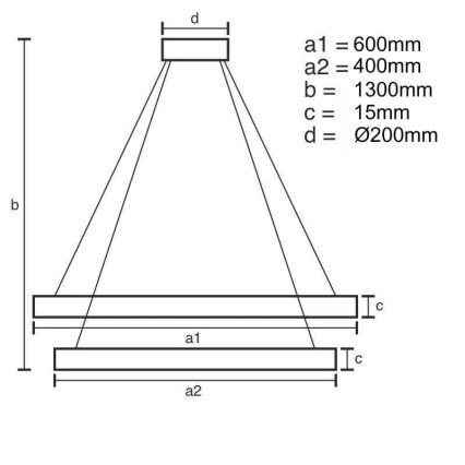 LED prigušiva luster na sajli LED/65W/230V 3000-6500K + daljinsko upravljanje