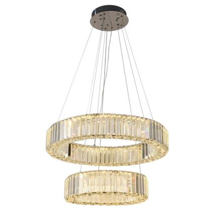 LED prigušiva kristalni luster na sajli LED/65W/230V 3000-6500K sjajni hrom + daljinski upravljač