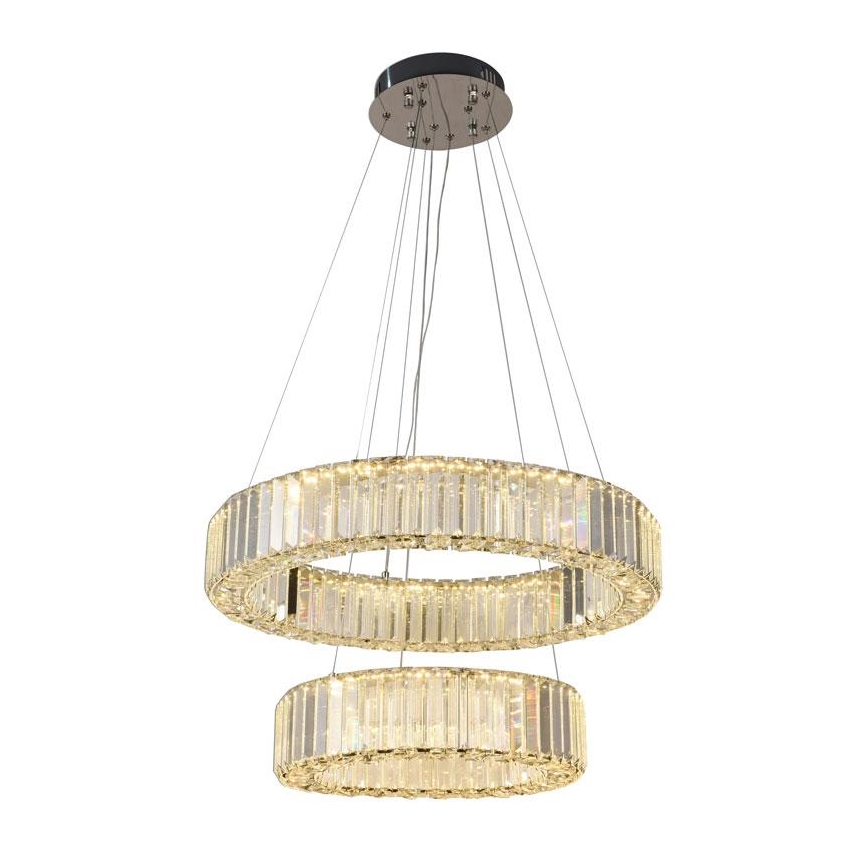 LED prigušiva kristalni luster na sajli LED/65W/230V 3000-6500K sjajni hrom + daljinski upravljač