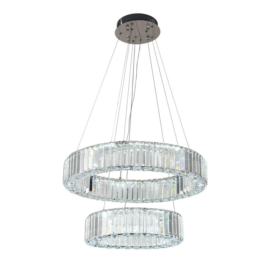 LED prigušiva kristalni luster na sajli LED/65W/230V 3000-6500K sjajni hrom + daljinski upravljač