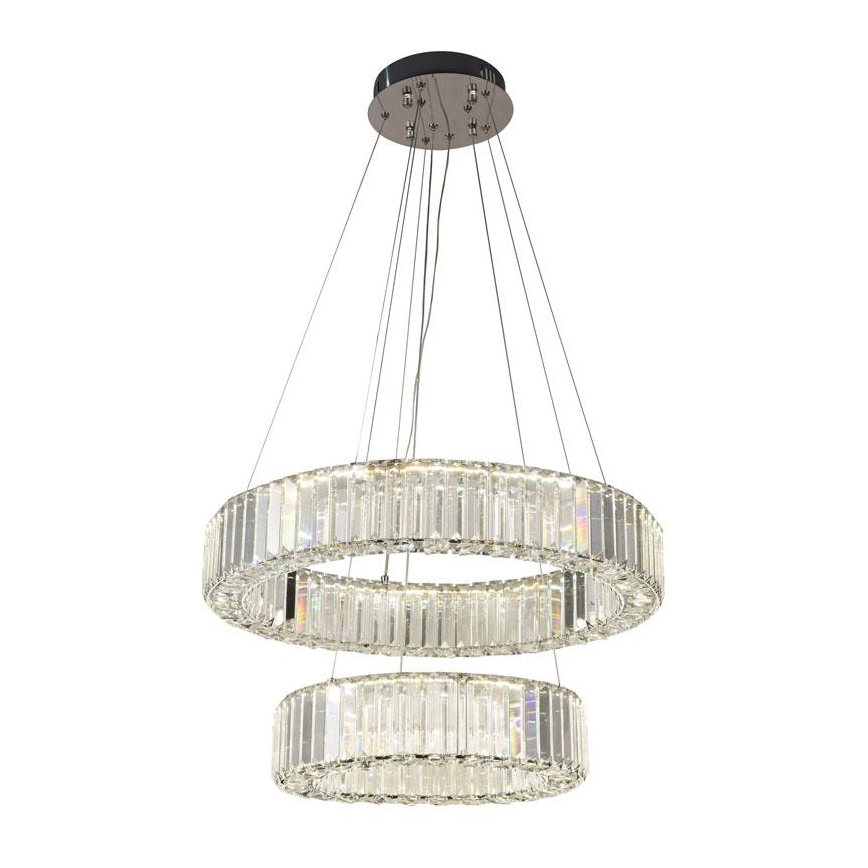 LED prigušiva kristalni luster na sajli LED/65W/230V 3000-6500K sjajni hrom + daljinski upravljač