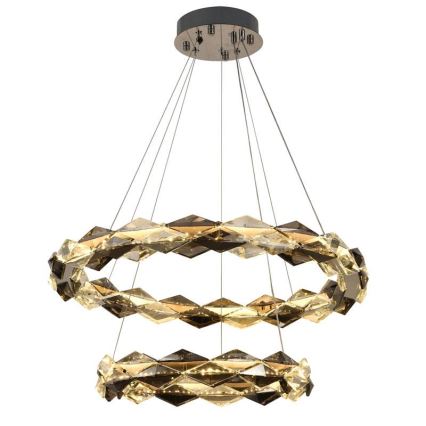LED prigušiva kristalni luster na sajli LED/65W/230V 3000-6500K sjajni hrom + daljinski upravljač