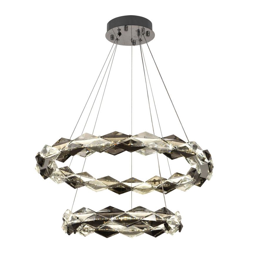 LED prigušiva kristalni luster na sajli LED/65W/230V 3000-6500K sjajni hrom + daljinski upravljač