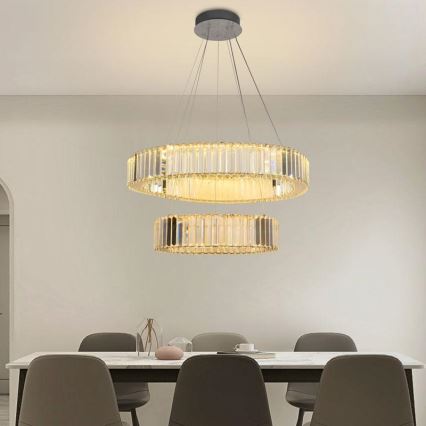 LED kristalni luster na lanku sa prigušiva funkcijom LED/65W/230V 3000-6500K sjajni hrom + daljinski upravljač